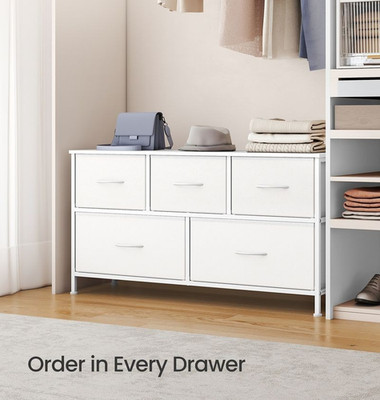 Kommode mit 5 Stoff Schubladen Schlafzimmer Kommode Organizer Einheit