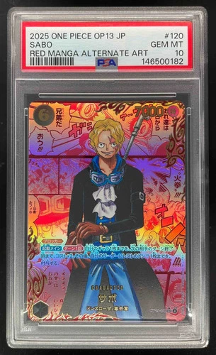 2025 One Piece OP13 Japanese #120 Sabo Red Manga Alternate Art PSA 10