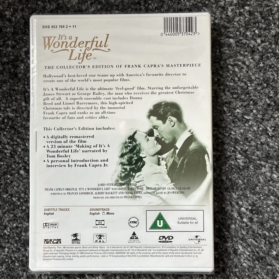 It's a Wonderful Life James Stewart 1999 DVD New sealed - Image 2 of 2