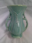 Vtg 40's McCoy Pottery Doubled Handle Jadeite Green Tassel Vase 8.5" Made in USA