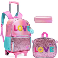 ZBAOGTW Rolling Backpack for Girls Backpack with Wheels Rolling Casual Backpa...