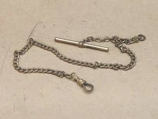B.S. Co. Watch Fob Chain Victorian 11" Plated Brass