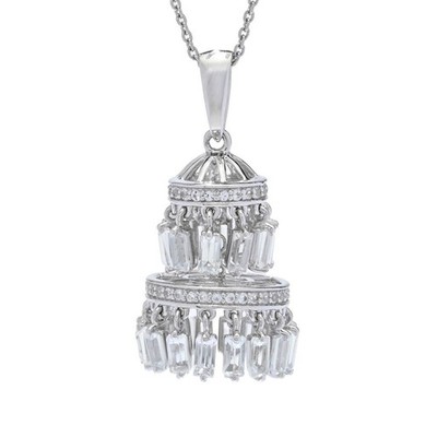 Gem Treasures 4.34ctw White Topaz Chandelier Pendant w/ 18''+2'' Chain