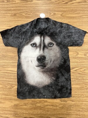 The Mountain Blue Dye Tie Wolf Short Sleeve Cotton T-Shirt Adult Size M