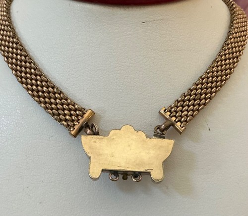 Antique Victorian GF Wide Mesh Chain w/Hand-Carved Shell Cameo Necklace - Picture 4 of 5