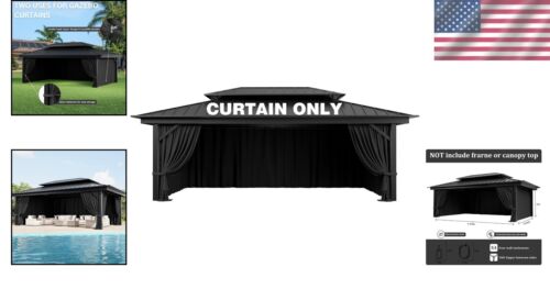 4-Panel Outdoor Gazebo Privacy Curtains - Waterproof & UV Resistant for 12'x20' - Picture 2 of 9