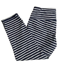 Athleta Womens Blue White Striped Mid Rise Capri Leggings Size Small