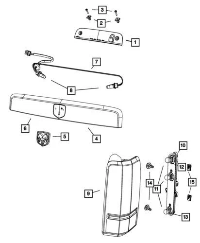 Lámpara de respaldo trasera izquierda genuina Mopar 2007-2011 Dodge Nitro 55157151AG Foto 4 de 4