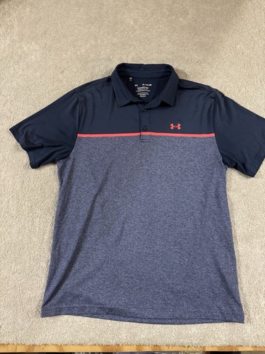 Under Armour “Playoff Polo 2.0” Performance Golf Two-tone Blue Shirt XL Flawless - Picture 4 of 10