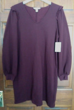 Nine West Sweatshirt Dress Maddie Plum BURGUNDY XXL NWT Long Sleeve