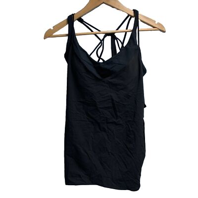 Athleta Black Solace Support Top Powervita Size s Small Yoga Light Weight A-C Cu
