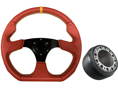 Red Black D1 350mm Steering Wheel + Boss Kit for PROTON 006