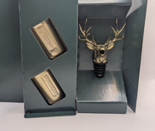 J&auml;germeister Ausgie&szlig;er Hirschkopf Gold Metall 0,7-1L + 2 Shotgl&auml;ser Set NEU