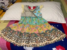 MATILDA JANE GORGEOUS BUTTERFLIES, BIRDS, FLORAL, SHOES PRINT DRESS GIRLS Size 6