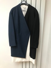 Sportmax By Max Mara Black Blue And Winter White Wool Coat Uk 10