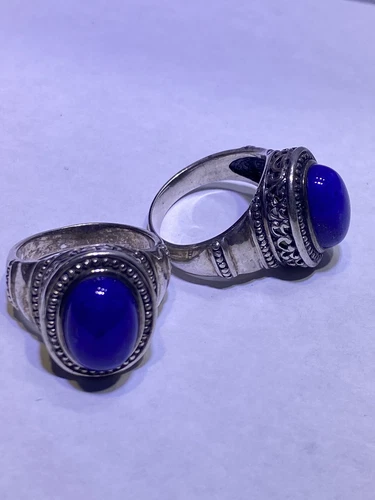 Vintage 925 Sterling Silver Bezel  Lapis Lazuli Ring Size 10, 10.5 grams