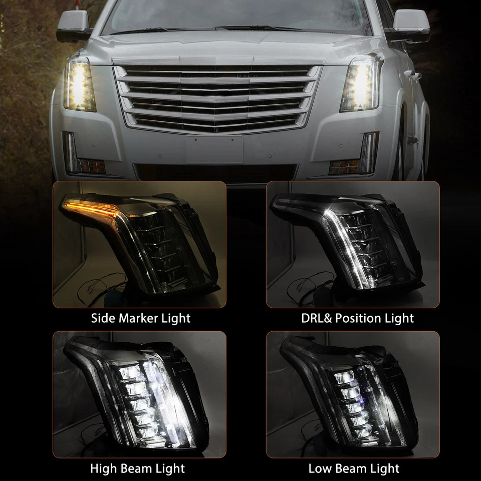 Passenger Headlight For 2015-2020 Cadillac Escalade Full LED Headlamp Right RH Foto 4 de 4