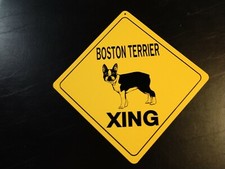 Boston Terrier Large 16 inches point to point Yellow Crossing Sign