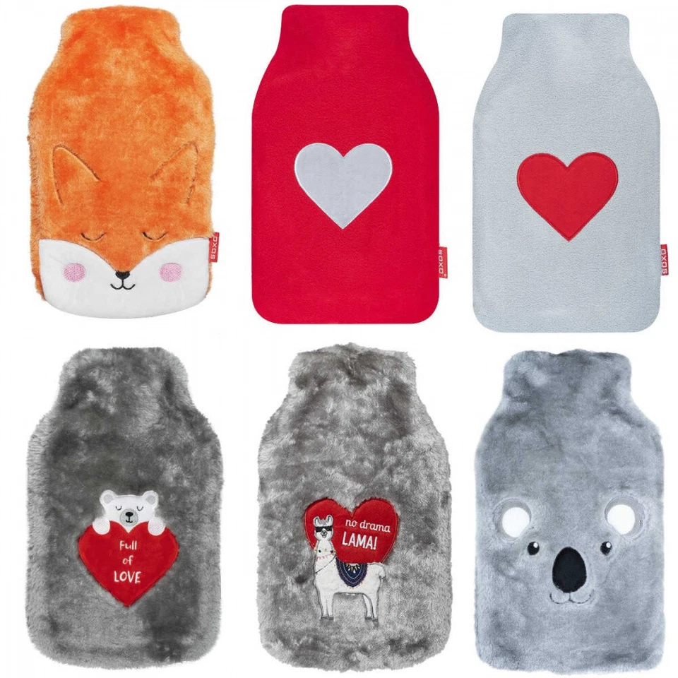 SOXO Wärmflasche mit Plüschüberzug - 1,8 L - versch. Motive