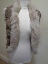 Joseph Brown Suede And Cream Shearling Quilted Gilet - Size 12 (38)