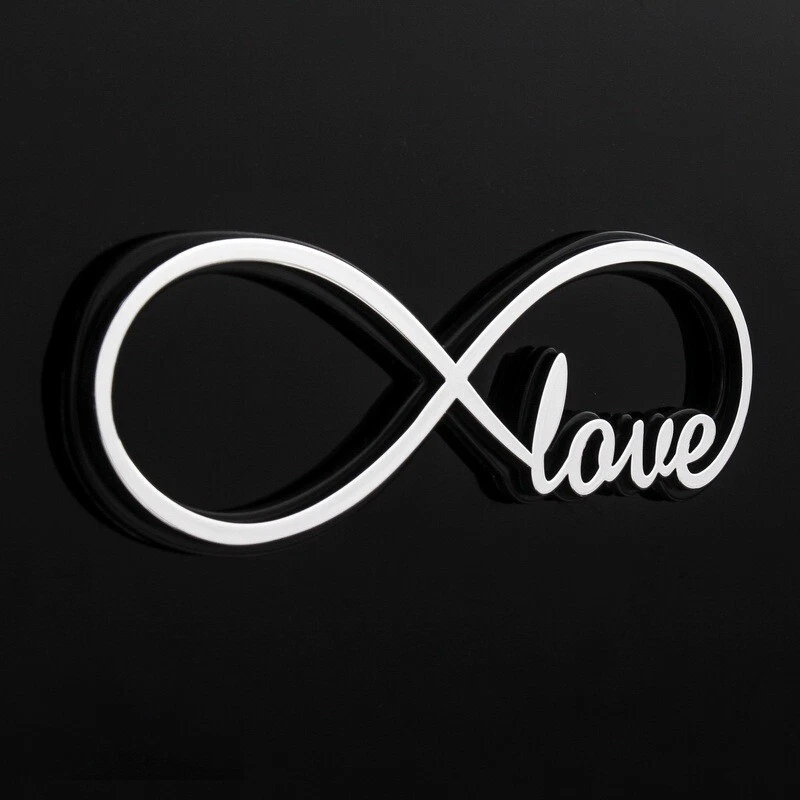 Emblema Insignia Calcomanía Adhesiva Infinity Love Cromo Plástico ABS 4" x 1-3/8" Foto 3 de 4