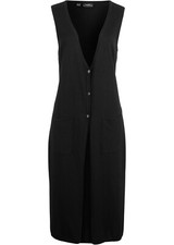 LANGE SCHWARZE DAMEN FEIN STRICK WESTE KNÖPFE SCHWARZ NEU! Gr. 36/38 40/42 56/58