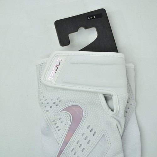 Nike Trout Elite Baseball Batting Gloves White Gray Iridescent Men's Size Large - Picture 3 of 8