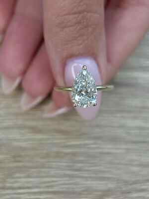 Cts Pear Cut F/VS1 Lab Grown Diamond Engagement Ring 14k Yellow Gold 