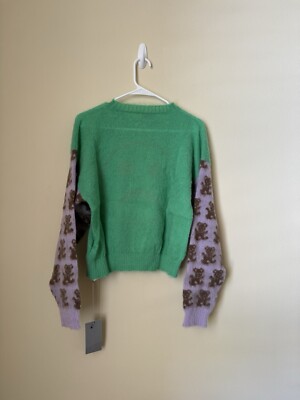 Ashley Williams New Sad Teddies Sweater Jumper Knit Multicolor