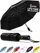 Windproof Travel Umbrellas for Rain - Easy Auto Open Close, Durable  Compact Um