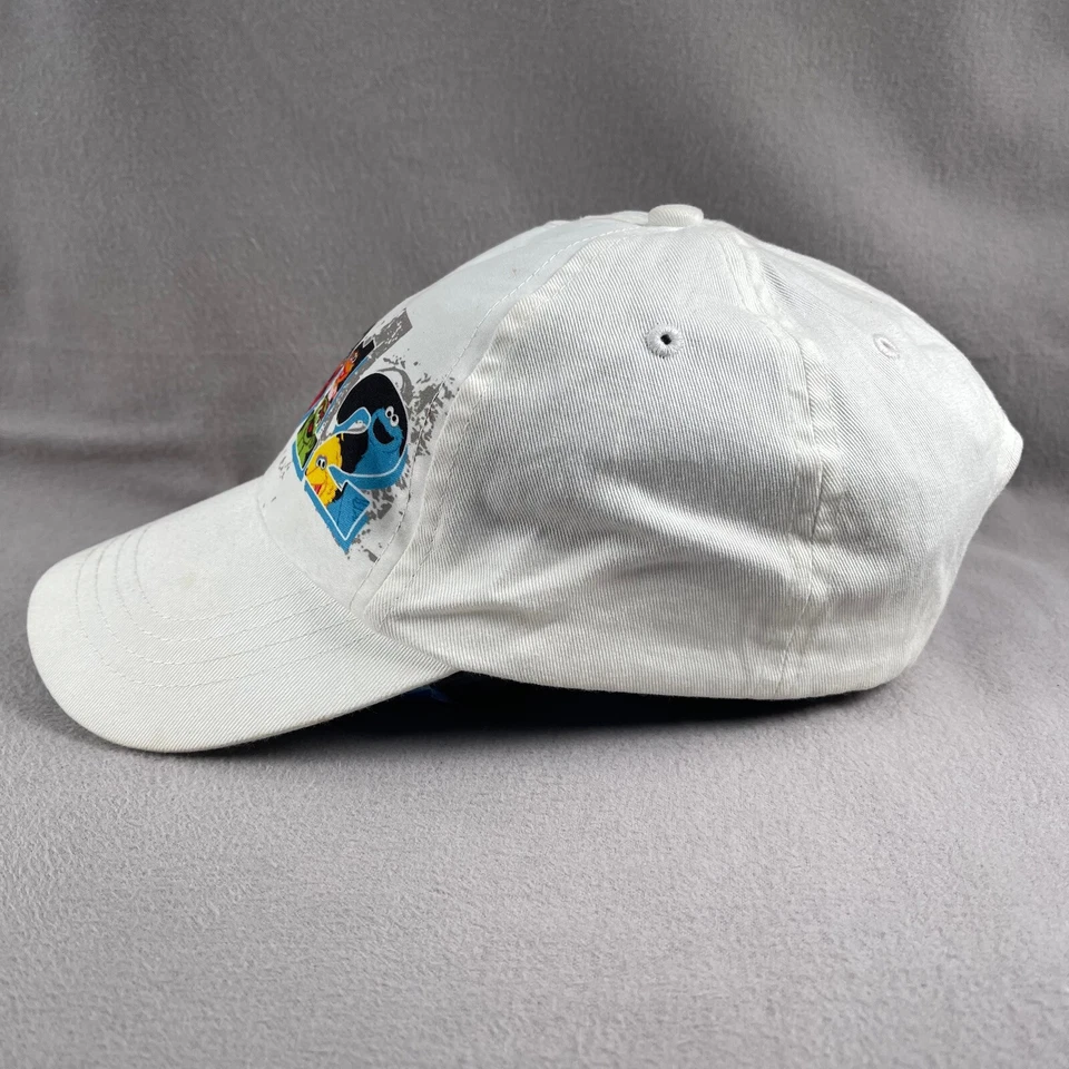 芝麻广场帽子儿童可调节白色肩带爸爸帽大鸟Y2K — 第 2/4 张图片