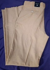 BERLE NWT Men's Dress Pants Size 34, British Tan Leg Unhemmed Read Description