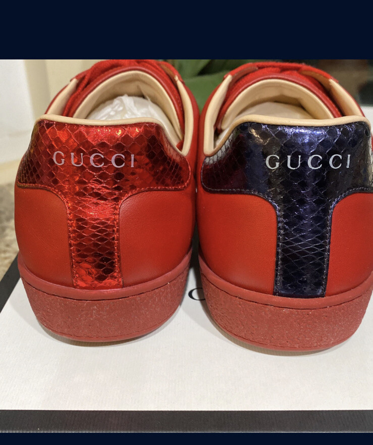♔︎ あー ♔︎ Gucci Ace Bee Embroidered Men's Sneakers Shoe Size 8.5