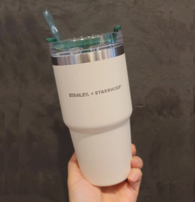 Starbucks SS Stanley Cream Quencher Tumbler Cold Cup with Lid