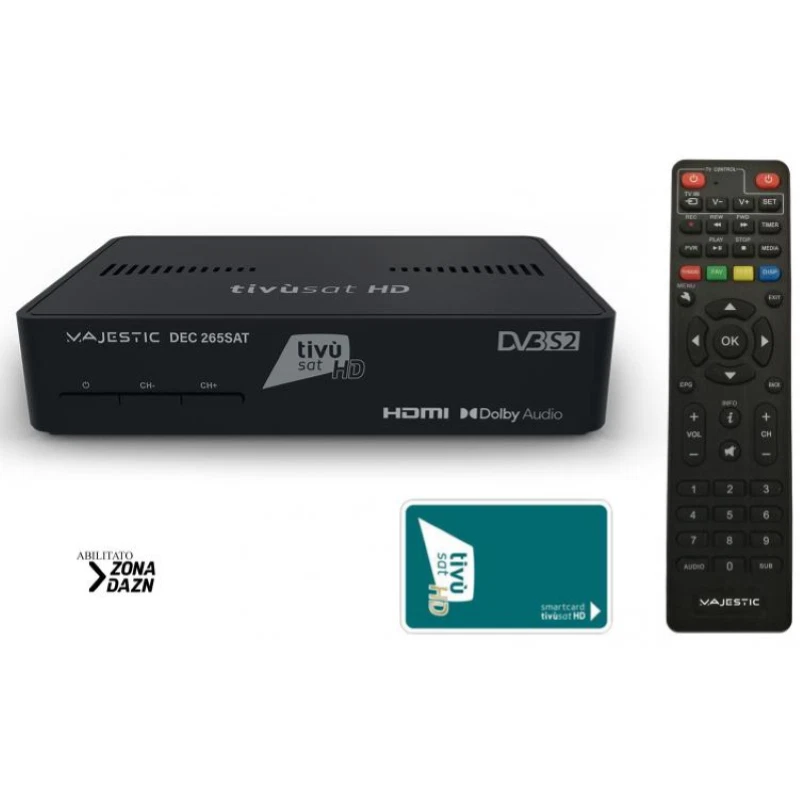 MAJESTIC SAT 265 DECODER SATELLITARE TIVUSAT IN HD TESSERA INCLUSA - Immagine 4 di 4