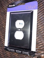 New AMERELLE Oversized 1 Duplex Steel Wall 2 Plug Plate Aged Bronze 463DDB