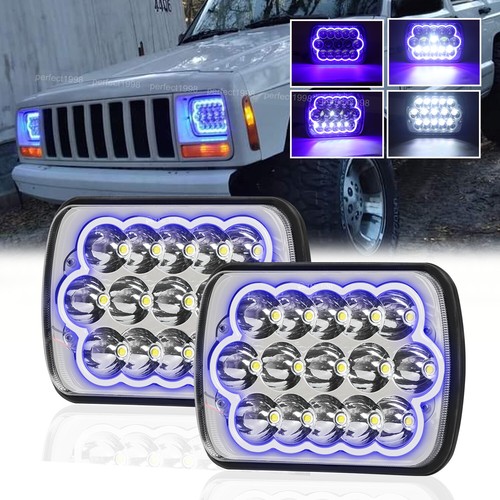 Pair 5x7'' 7X6'' Blue Halo LED Headlights DRL For Mazda B2200 B2000 B2600 RX-7 - Picture 1 of 14