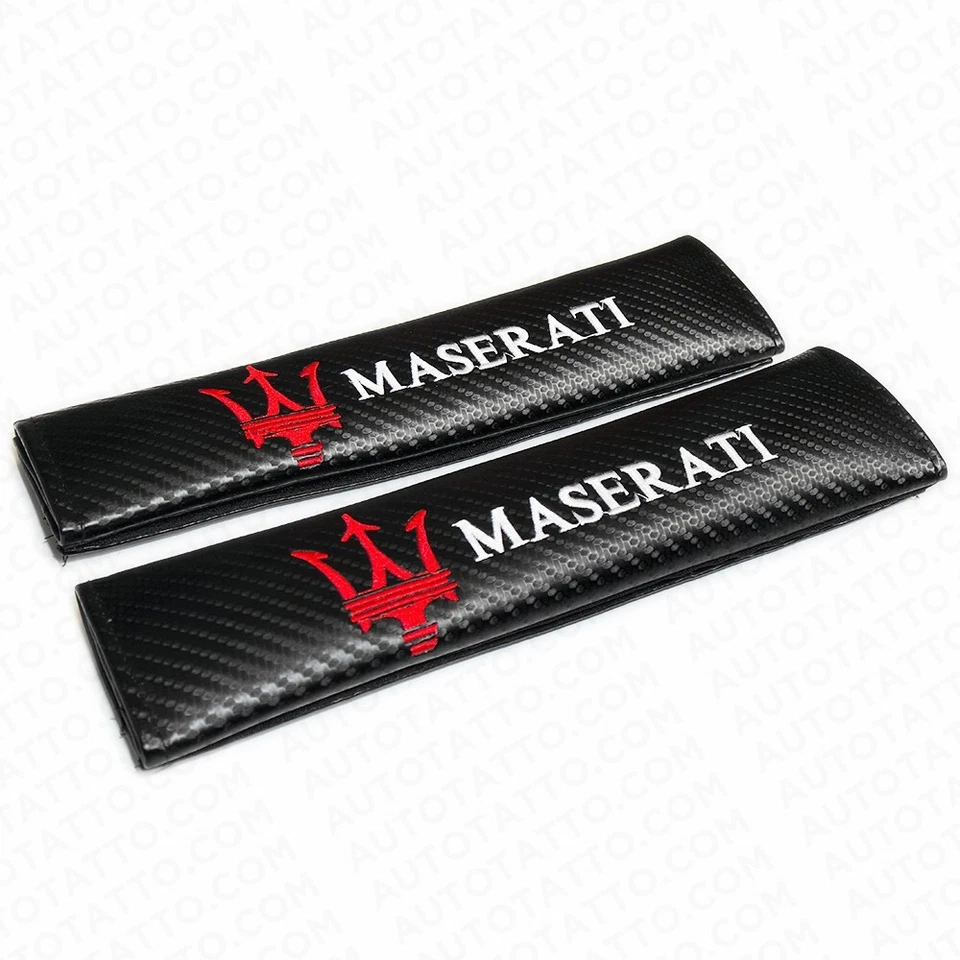 Maserati Carbon Car Seat Belt Cover Safety Shoulder Strap Cushion Pad Harness - Image 3 of 4