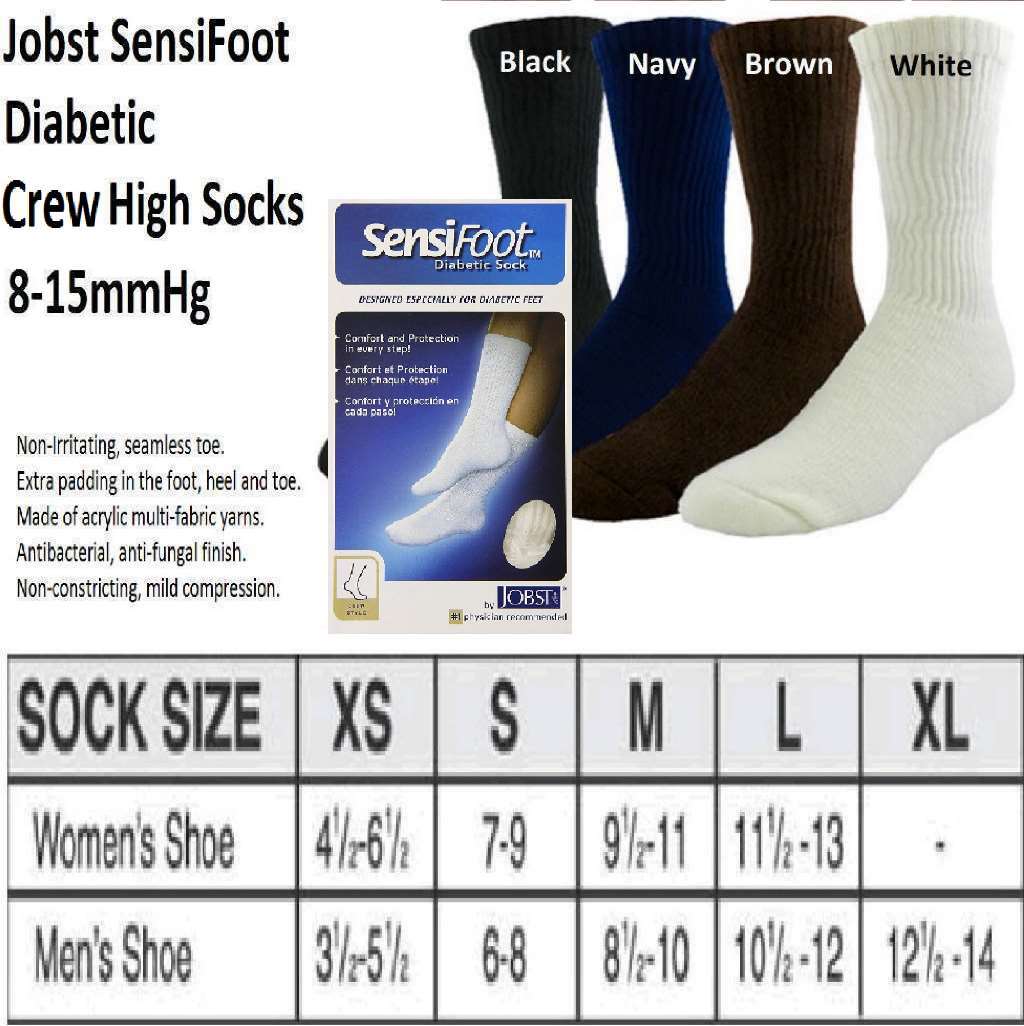 Adult JOBST SENSIFOOT GRADIENT COMPRESSION THERAPEUTIC CREW LENGTH SOCK