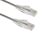 CAT6A Slim Snagless Booted Ethernet Patch Cable, 10 ft, Gray