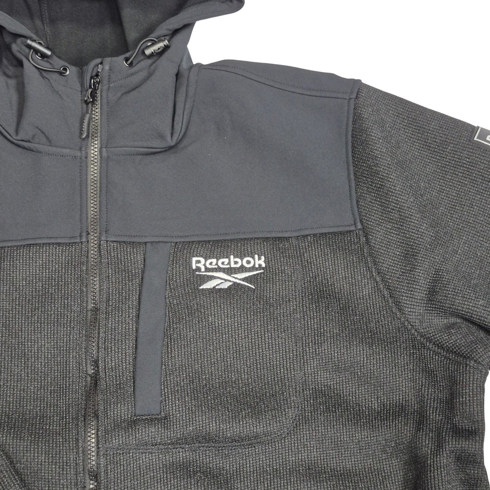 Reebox Textured Soft Woven Hooded Fleece Jacket Men's Size XL Black thumbnail 4