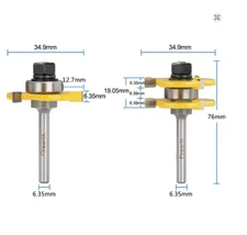 XCAN 2pcs Tongue & Groove Router Bit Set 6.35mm Shank Woodworking Cutter Tools