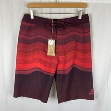 Prana Sediment Board Shorts Red Tie Waist UPF 30 Surf 10" Inseam Size 30