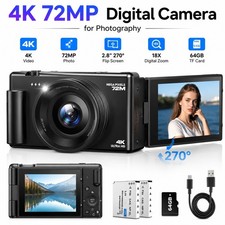 Cámara digital 4K enfoque automático 72 MP cámara de fotos UHD cámara de fotos 18X zoom digital 64 GB