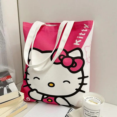 Große Kapazität japanische Cartoon Handtasche Hello Kitty Canvas Tasche Freizeit Pendeln