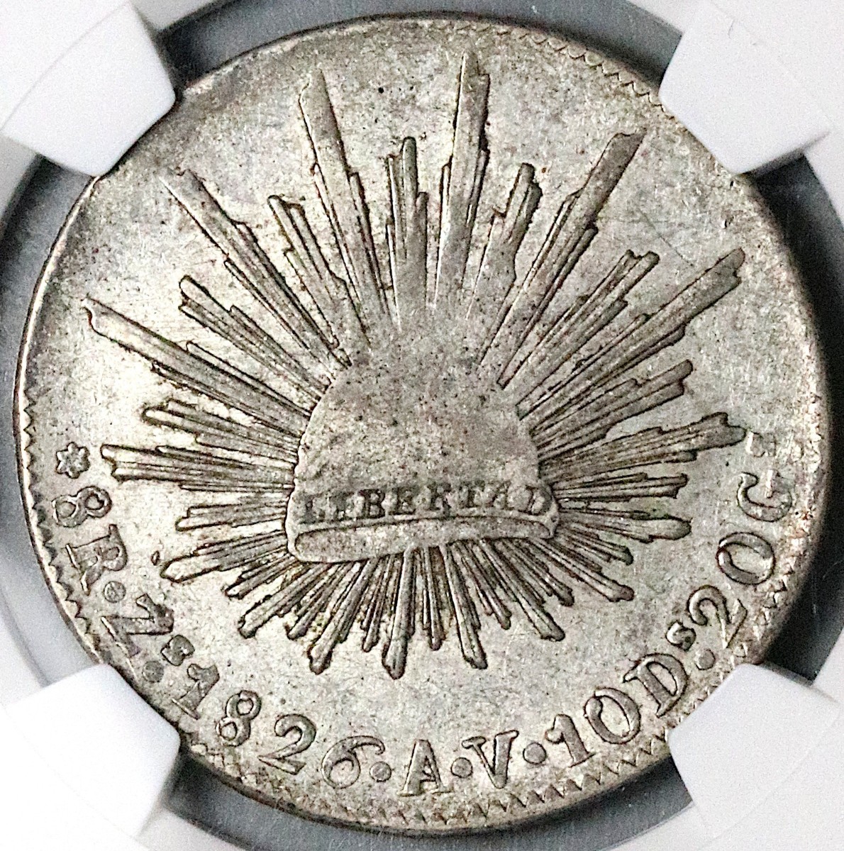 1826-Zs AV NGC XF 40 Mexico 8 Reales Zacatecas Mint Rare Silver