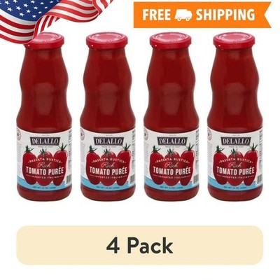 (4 pack) DeLallo Passata Tomato Purée, Made in Italy, Gluten-Free, Kosher, Vegan