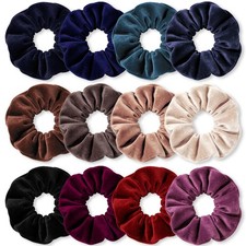 Velvet Scrunchies For Women 12 PCS Colored Classic Elastic Thick Hair Ties