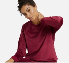 Stars Above Pullover Sweatshirt Women Velour Fleece MEDIUM Red