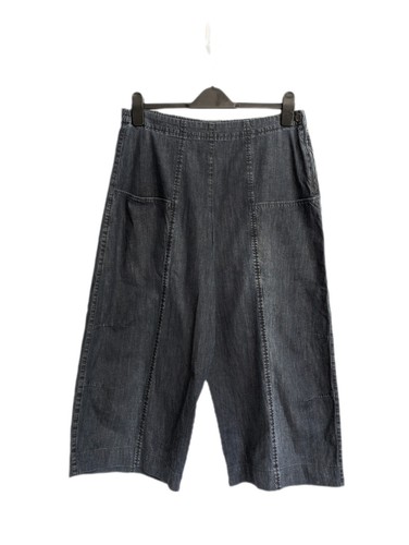 OSKA Jeans Trousers Wide Leg Cropped SIZE 3 UK 14/16 Lagenlook Denim Navy Blue